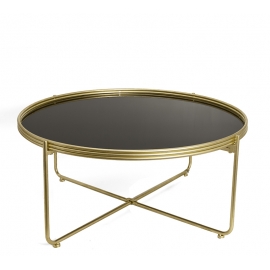 Στρογγυλό γυάλινο coffee table,μαυρο/χρυσό