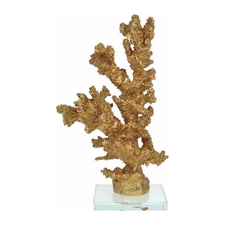 Διακοσμητικό χρυσό κοράλι σε γυάλινη βάση