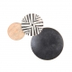 Διακοσμητική  σύνθεση επιτοίχια 3 δίσκοι μαύρο-ασπρόμαυρο-φυσικό ξύλο