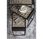 Σετ/3 τραπεζια "ζιγκόν" με τζάμι & σχ.ψάθα