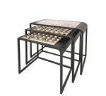 Σετ/3 τραπεζια "ζιγκόν" με τζάμι & σχ.ψάθα