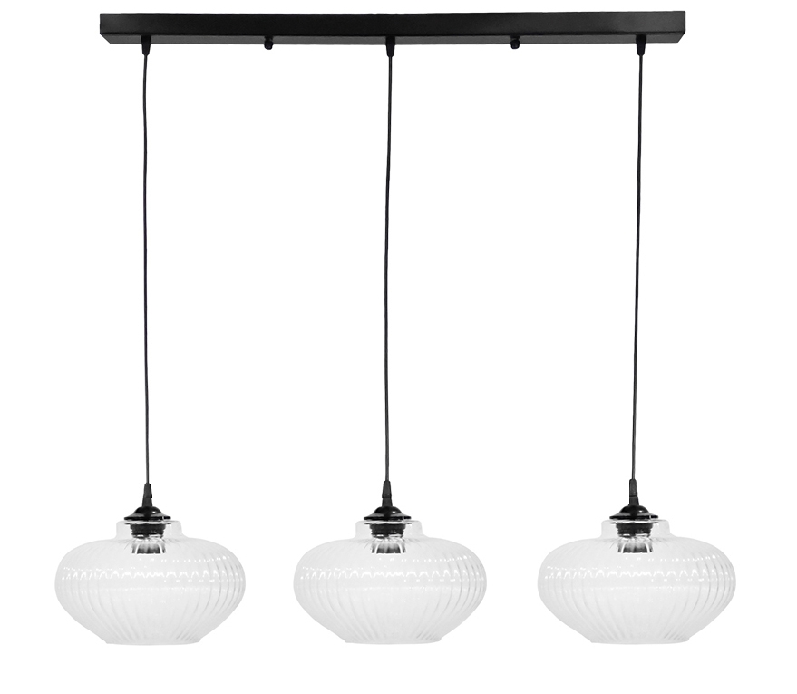 Κρεμαστό φωτιστικό RIGATO/3 RAGA BL-TRANSPARANTE ΓΥΑΛΙΝΟ