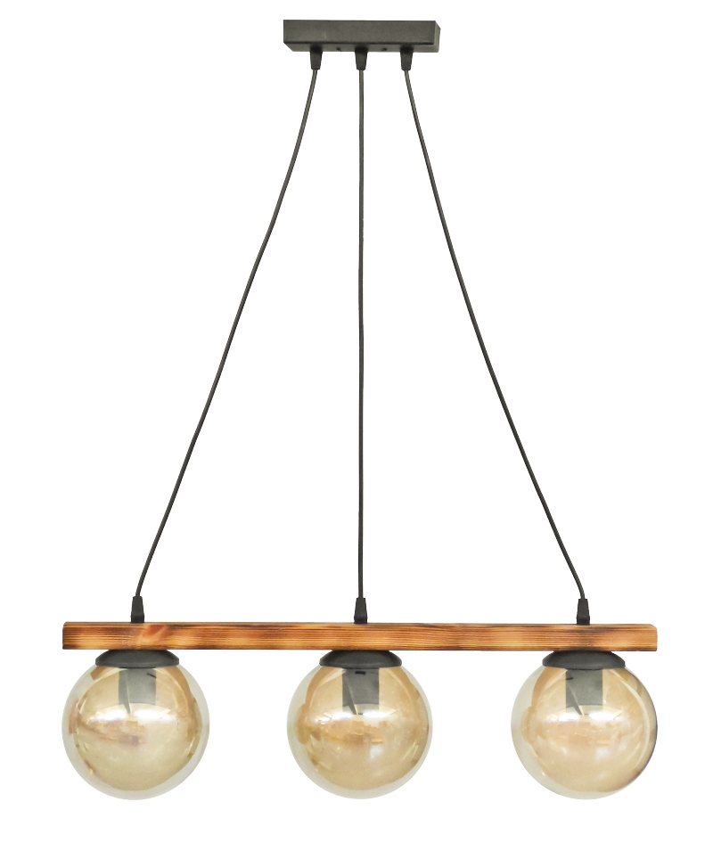 Κρεμαστό φωτιστικό με γυαλιά μελί R-600 CABLE RAGA 3/L WOOD