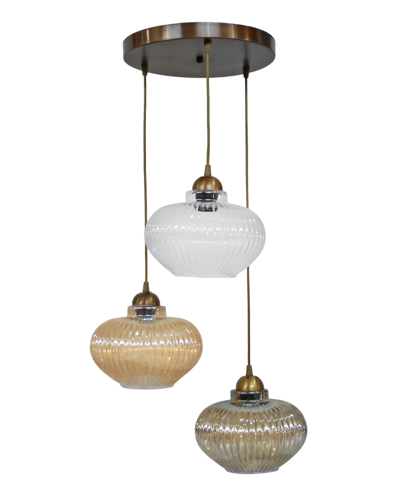 RIGATO/3L PENDEL BRONZE-TRICOLORE ΚΡΕΜΑΣΤΟ ΑΝΙΣΟΠΕΔΟ ΓΥΑΛΙΝΟ