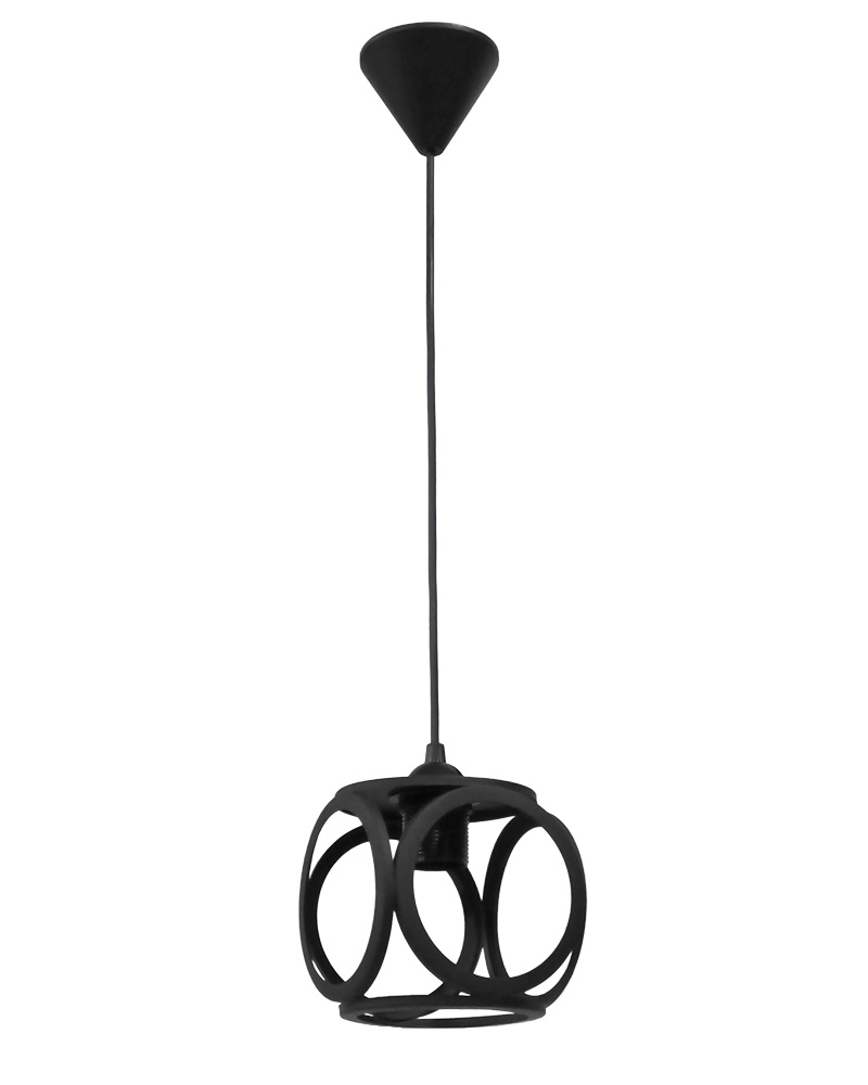 P1300161 DM-05 1/L BLACK ΚΡΕΜΑΣΤΟ ΚΥΒΟΣ ΜΕ ΚΥΚΛΟΥΣ ΜΕΤΑΛΛΙΚΟ - Image 1