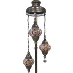 ORIENTAL 3/L FLOOR LAMP ΔΑΠΕΔΟΥ ΒΙΤΡΩ  BRONZE-ΠΟΛΥΧΡΩΜΟ ΓΥΑΛΙ