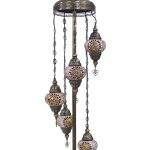 ORIENTAL 5/L FLOOR LAMP ΔΑΠΕΔΟΥ ΒΙΤΡΩ  BRONZE-ΠΟΛΥΧΡΩΜΟ ΓΥΑΛΙ