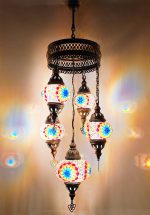 ORIENTAL 5/L ΚΡΕΜΑΣΤΟ  ΒΙΤΡΩ  BRONZE-ΠΟΛΥΧΡΩΜΟ ΓΥΑΛΙ - Image 2